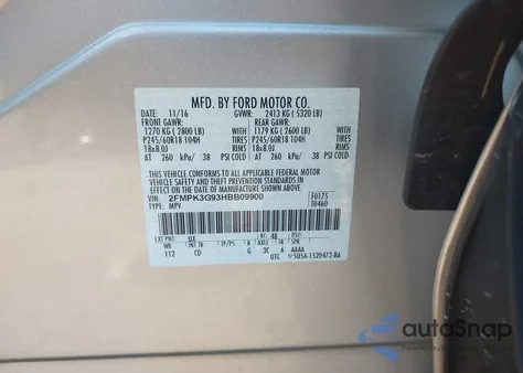 2017 Ford Edge Se from USA, damaged, VIN 2FMPK3G93HBB09900